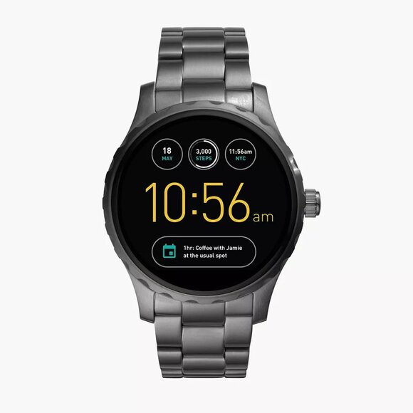FOSSIL Q Marshal Gen 2 Smartwatch Smoke Gunmetal Stainless Steel 45mm FTW2108 - Picture 1 of 16